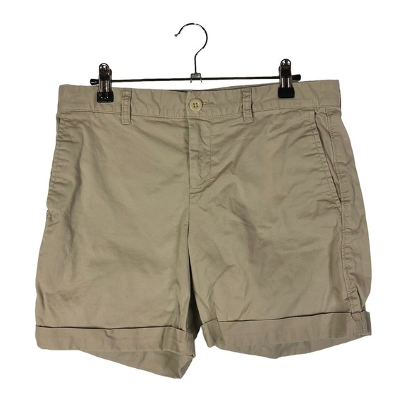Gap Khakis Girlfriend 6 Inch Khaki Rolled Hem Chino Shorts 4 - Picture 1 of 2